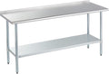 ROCKPOINT Stainless Steel Table for Prep & Work with Backsplash 24x72 Inches, NSF Metal Commercial Kitchen Table with Adjustable Under Shelf and Table Foot for Restaurant, Home and Hotel