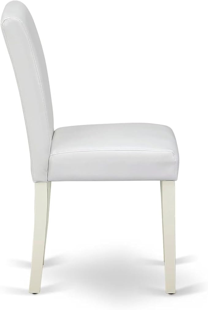 East West Furniture V027AB264-6 6 Piece Dining Set Contains a Rectangle Dining Room Table with V-Legs and 4 White Faux Leather Parson Chairs with a Bench, 40x72 Inch, Multi-Color