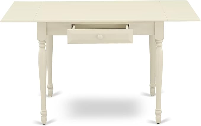 East West Furniture MZDO5-LWH-W 5 Piece Kitchen Table & Chairs Set Includes a Rectangle Dining Room Table with Dropleaf and 4 Dining Chairs, 36x54 Inch, Linen White