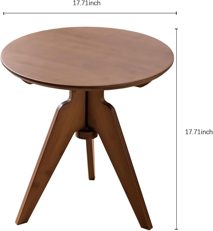 Maydear Bamboo Round Side Table Small Accent Table or Coffee Table for Living Room, Bedroom, or Office, Easy Assembly, 3-Leg Design