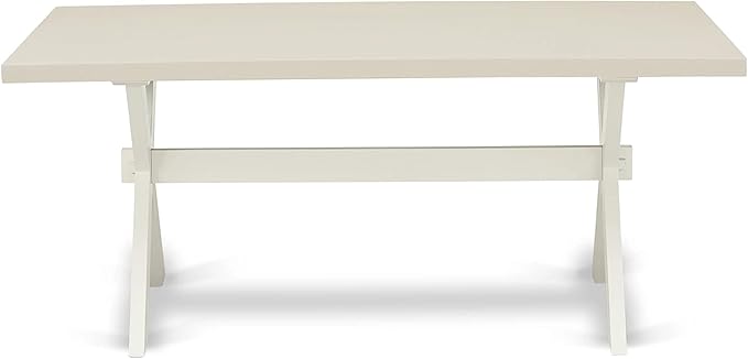 East West Furniture X027EN206-9 9 Piece Dining Table Set Includes a Rectangle Dining Room Table with X-Legs and 8 Dark Shitake Linen Fabric Upholstered Chairs, 40x72 Inch, Multi-Color