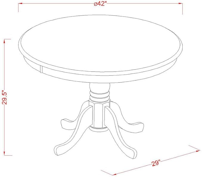 East West Furniture HBNF5-MAH-C 5 Piece Dining Table Set for 4 Includes a Round Kitchen Table with Pedestal and 4 Linen Fabric Dining Room Chairs, 42x42 Inch, Mahogany