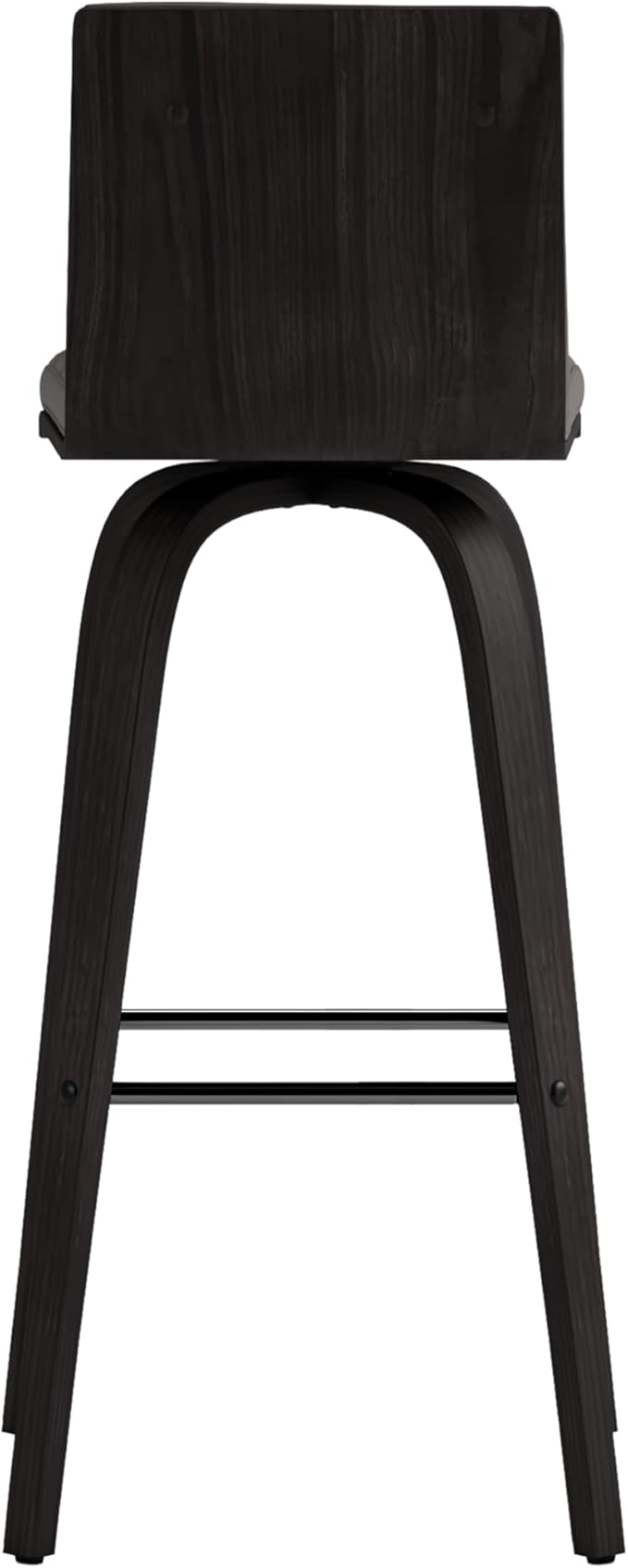 Armen Living size color options Vienna 30" Bar Height Barstool Brushed Wood Finish Faux Leather, Grey/Black
