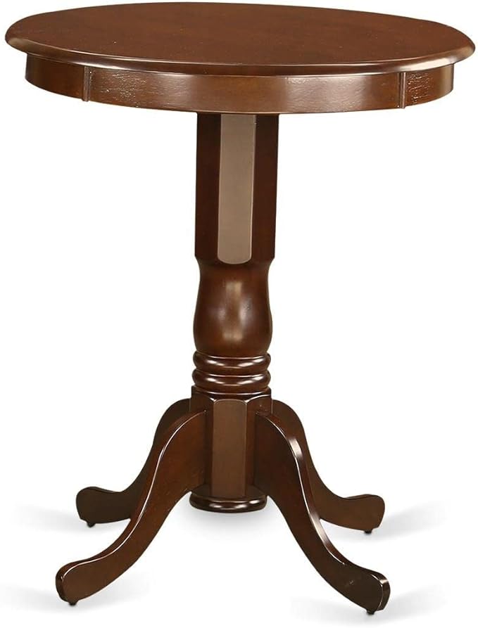 East West Furniture EDVN3-MAH-C 3 Piece Counter Set for Small Spaces Contains a Round Dining Room Table with Pedestal and 2 Linen Fabric Upholstered Chairs, 30x30 Inch, Mahogany