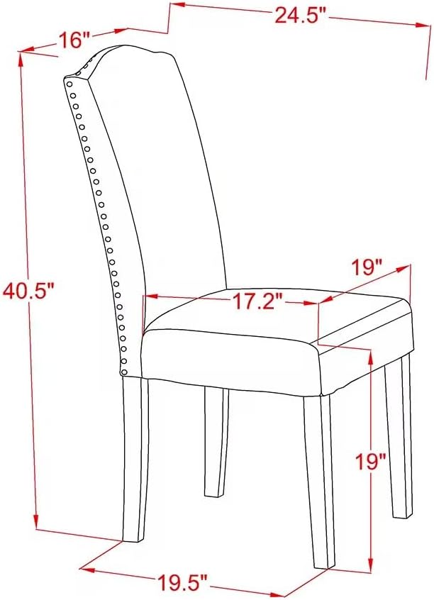 East West Furniture V077EN206-5 5 Piece Modern Dining Table Set Includes a Rectangle Wooden Table with V-Legs and 4 Dark Shitake Linen Fabric Parsons Dining Chairs, 40x72 Inch, Multi-Color