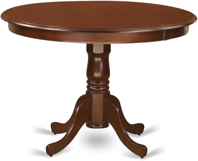 East West Furniture HLML3-MAH-W 3 Piece Dinette Set for Small Spaces Contains a Round Dining Table with Pedestal and 2 Dining Chairs, 42x42 Inch, Mahogany