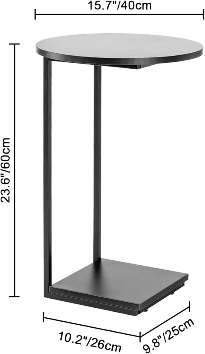 HDANI C End Table,Couch Table That Slide Under,Small Sofa Side Table in Living Room,Bedroom,Black