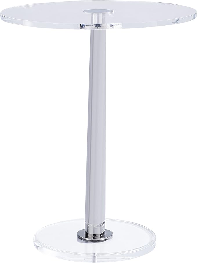 Clear Acrylic Table with Cone Metal Pole (Large, Silver) …