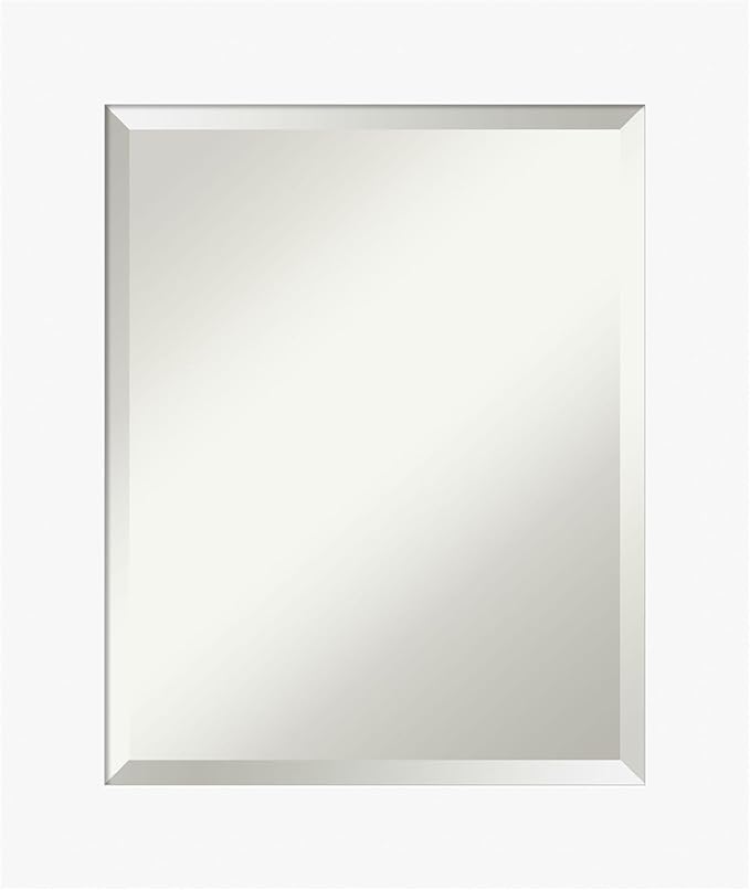 Amanti Art White Bathroom Mirror for Over Sink, 26x22 Basic White Rectangle Vanity Mirror, Small Casual Wood Frame, Hangs Horizonally and Vertically, Bathroom Wall Decor, Beveled Edge from WI, USA