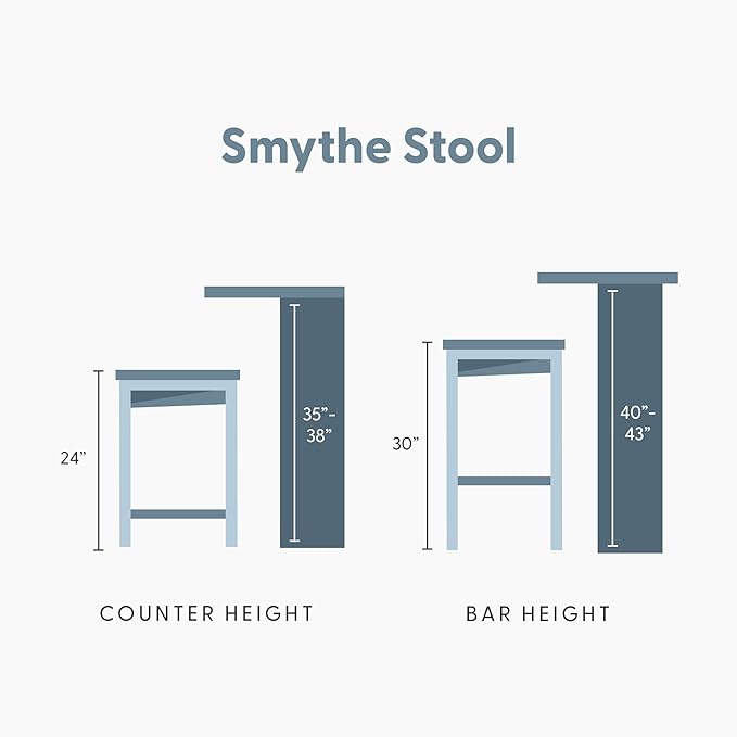Plank+Beam Smythe Counter Stool, 24", Set of 4, Sturdy Wood Modern Kitchen Counter Height Stool, Saddle Seat Backless Counter Chair, Metal Footrest, Pecan