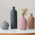Modern Ceramic Vase Set, Neutral Colors, Decorative Vases for Home Shelf Decor, 4 Piece Collection (Black Mix Set 4)