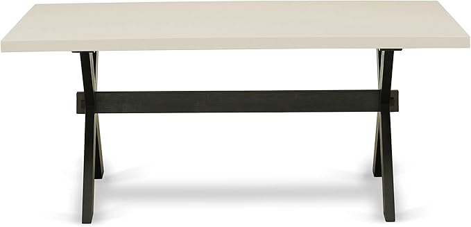 East West Furniture X627EL635-5 5 Piece Dining Room Table Set Includes a Rectangle Dining Table with X-Legs and 4 Doeskin Linen Fabric Upholstered Chairs, 40x72 Inch, Multi-Color