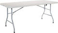 Office Star Resin Rectangle Center-Folding Portable Table for Picnics, Camping, and Tailgating, 6 Feet