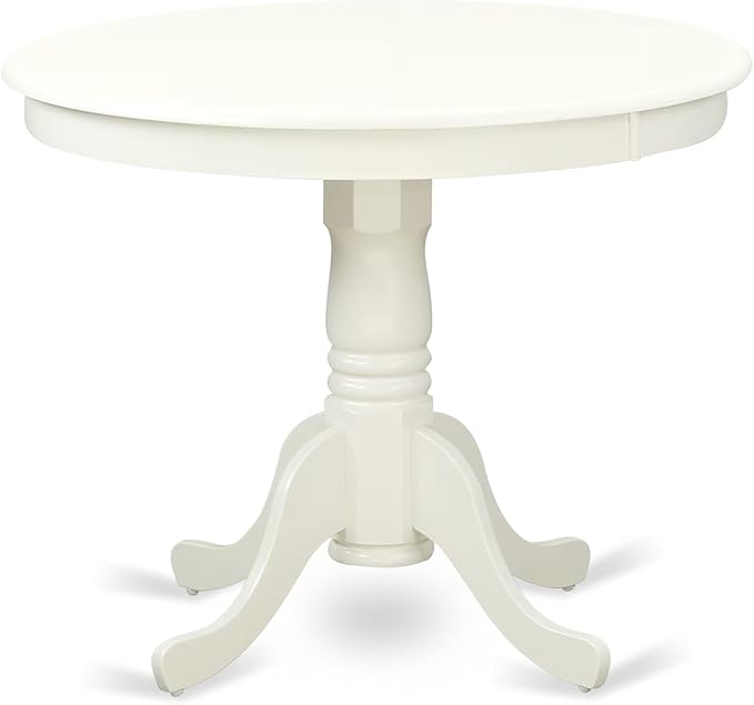 East West Furniture ANAS3-LWH-41 3 Piece Kitchen Table Set consists A Wooden Table and 2 Platinum Gray Polyester Fabric Person Chairs with Stylish Back- Linen White Finish