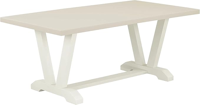 East West Furniture V027VE215-7 7 Piece Dining Table Set Consist of a Rectangle Dining Room Table with V-Legs and 6 Baby Blue Linen Fabric Upholstered Chairs, 40x72 Inch, Multi-Color