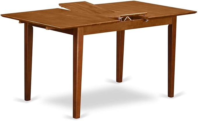 East West Furniture PSNA7-SBR-C 7 Piece Dinette Set Consist of a Rectangle Dining Room Table with Butterfly Leaf and 6 Linen Fabric Upholstered Dining Chairs, 32x60 Inch, Saddle Brown