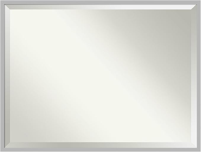 Amanti Art Silver Bathroom Mirror for Over Sink, 31x41 Hera Chrome Rectangle Vanity Mirror, X-Large Modern Frame, Hangs Horizonally and Vertically, Bathroom Wall Decor, Beveled Edge from WI, USA