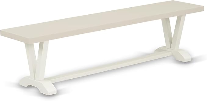 East West Furniture V027AB264-6 6 Piece Dining Set Contains a Rectangle Dining Room Table with V-Legs and 4 White Faux Leather Parson Chairs with a Bench, 40x72 Inch, Multi-Color