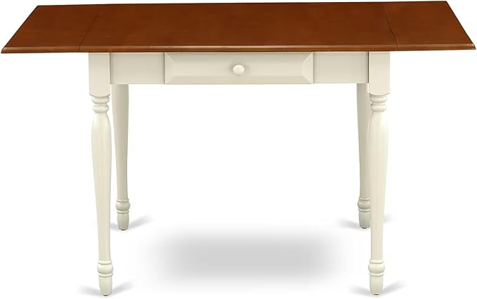 East West Furniture MZAV5-WHI-W 5 Piece Kitchen Table & Chairs Set Includes a Rectangle Dining Room Table with Dropleaf and 4 Dining Chairs, 36x54 Inch, Buttermilk & Cherry