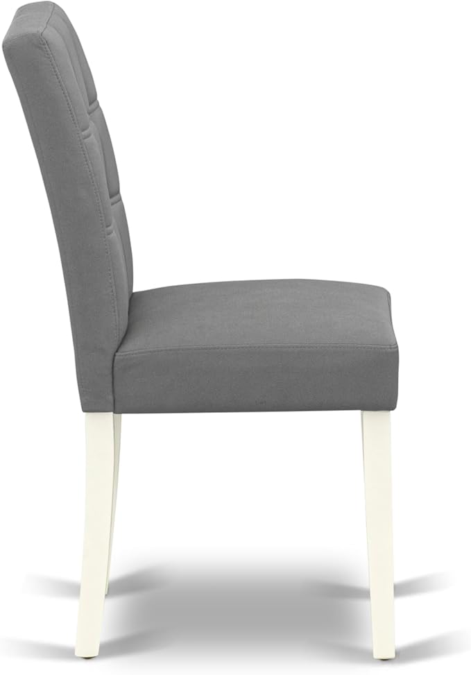 East West Furniture ANAS3-LWH-41 3 Piece Kitchen Table Set consists A Wooden Table and 2 Platinum Gray Polyester Fabric Person Chairs with Stylish Back- Linen White Finish