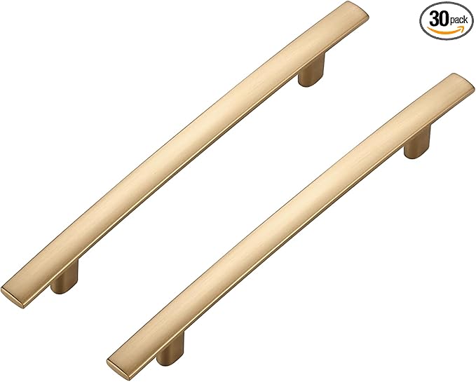 30 Pack Cabinet Handles 5" Hole Center - Curved Cabinet Pulls Champagne Bronze Drawer Pulls for Kitchen Cupboard Solid Handles for Dresser Drawer Arch Closet Hardware
