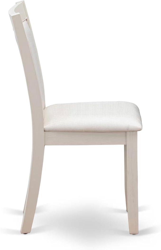 East West Furniture V097MZ001-7 7 Piece Kitchen Table Set Consist of a Rectangle Dining Table with V-Legs and 6 Cream Linen Fabric Parson Dining Room Chairs, 40x72 Inch, Multi-Color