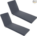 Chaise Lounge Cushions Outdoor Set of 2 - Waterproof and Fade Resistant Sun Lounger Replacement Cushions - Patio Lounger Pads with Removable Cover for Pool, Deck, 80 x 26 x 3 Inch, Dark Grey