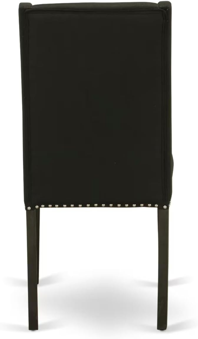 East West Furniture V627FL624-5 5 Piece Kitchen Table & Chairs Set Includes a Rectangle Dining Room Table with V-Legs and 4 Black Linen Fabric Upholstered Chairs, 40x72 Inch, Multi-Color