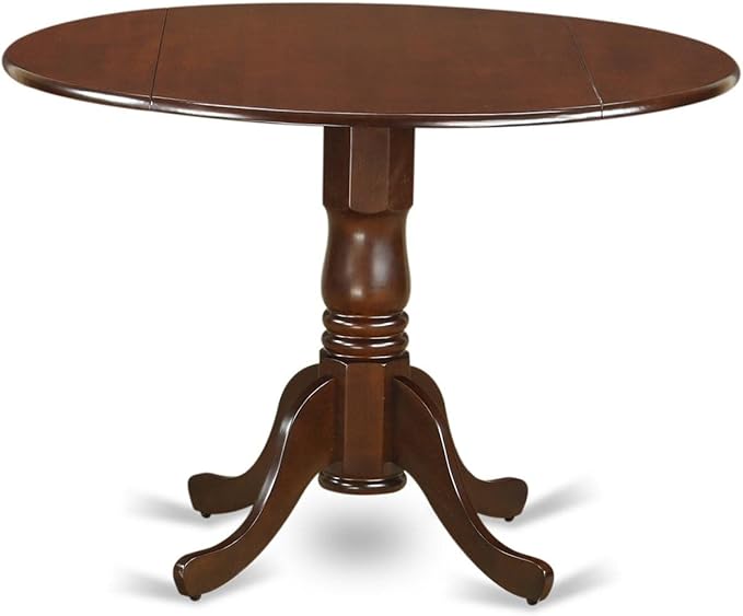 East West Furniture DLML5-MAH-W 5 Piece Modern Dining Table Set Includes a Round Wooden Table with Dropleaf and 4 Kitchen Dining Chairs, 42x42 Inch, Mahogany