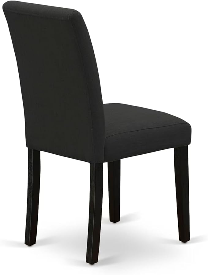 East West Furniture V627AB624-7 7 Piece Modern Dining Table Set Consist of a Rectangle Wooden Table with V-Legs and 6 Black Color Linen Fabric Parsons Dining Chairs, 40x72 Inch, Multi-Color