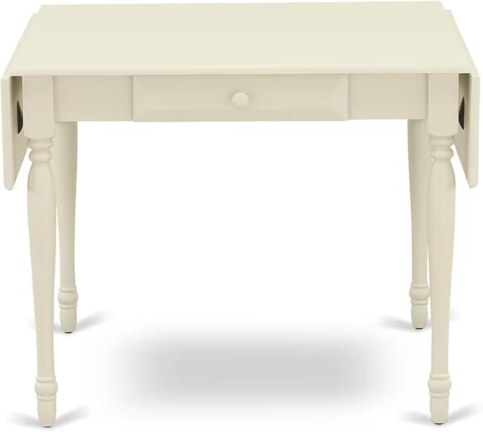 East West Furniture MZDO5-LWH-W 5 Piece Kitchen Table & Chairs Set Includes a Rectangle Dining Room Table with Dropleaf and 4 Dining Chairs, 36x54 Inch, Linen White