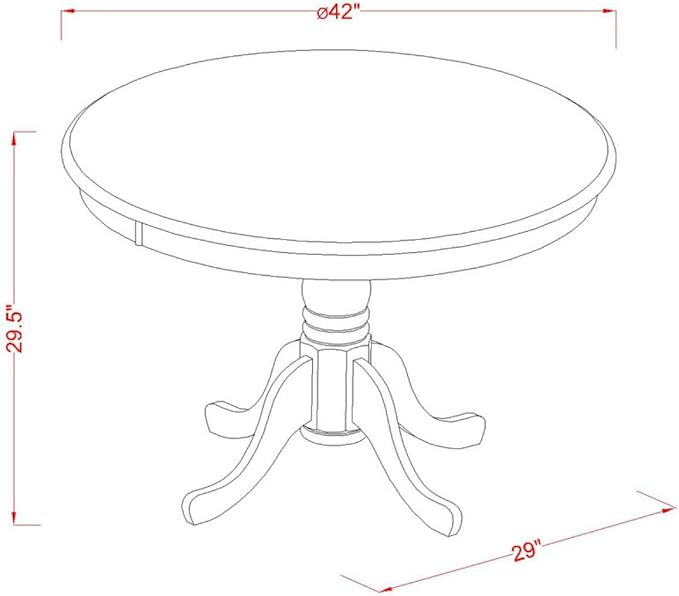 East West Furniture HLAN5-CAP-W 5 Piece Dining Table Set for 4 Includes a Round Kitchen Table with Pedestal and 4 Kitchen Dining Chairs, 42x42 Inch, Cappuccino