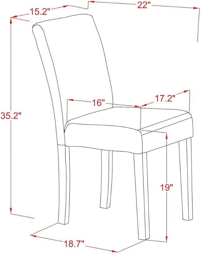 East West Furniture DUAB7-MAH-18 7 Piece Dining Room Table Set Consist of a Rectangle Kitchen Table and 6 Coffee Linen Fabric Parson Dining Chairs, 36x60 Inch, Mahogany