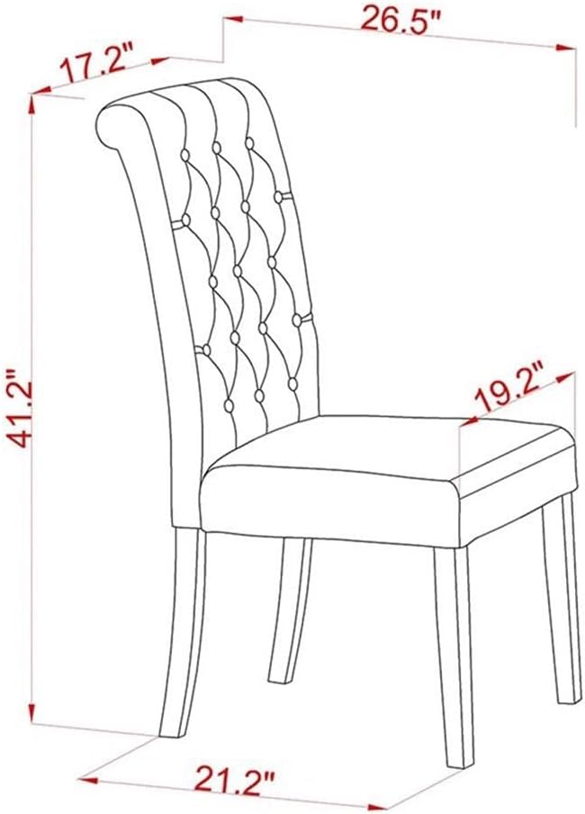 East West Furniture BRP2T02 Bremond Parsons Dining Chairs - Button Tufted Nailhead Trim Light Beige Linen Fabric Upholstered Chairs, Set of 2, Linen White