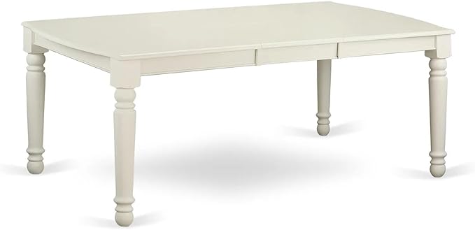 East West Furniture LGDA9-LWH-22 9 Piece Dining Set Consists of a Rectangle Dining Table with Butterfly Leaf and 8 Polyester Fabric Chairs, linen white