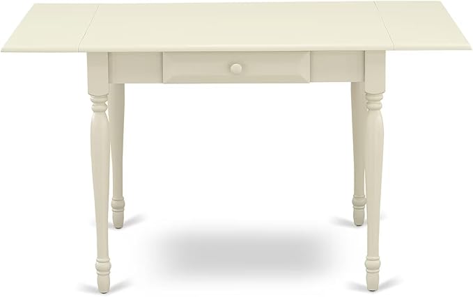 East West Furniture MZAV3-LWH-W 3 Piece Dinette Set for Small Spaces Contains a Rectangle Dining Table with Dropleaf and 2 Dining Chairs, 36x54 Inch, Linen White