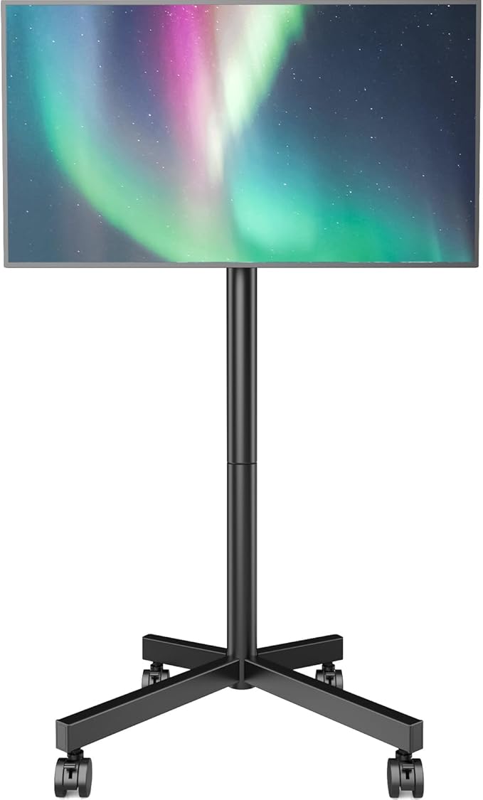 AX WABER Mobile TV Cart Stand with Wheels for 23-60" tvs, Height Adjustable, Portable Floor Stand Holds up to 88 lbs, Rolling TV Mount max VESA 400x400mm