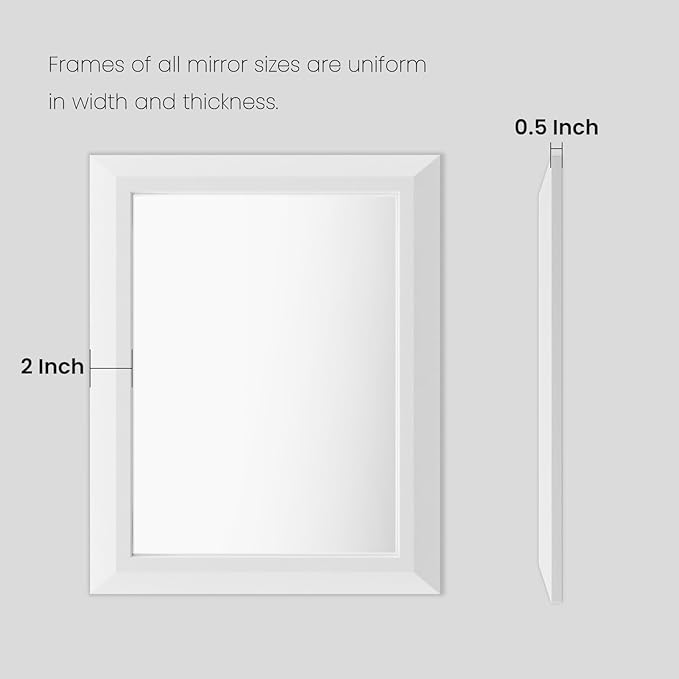Amorho Bathroom Mirror, 40x36 Inch White Thick Metal Framed Wall Mirrors for Over Sink, Bedroom, Living Room, Entryway, Rectangle Wall-Mounted Mirrors(Horizontal/Vertical).