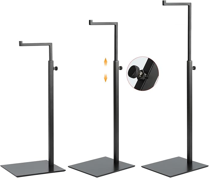 Purse Display Stand - 2 Pack Solid Black Bag Display Rack Stands, Counter Adjustable Height Stainless Steel Purse Handbag Holder Display Stand