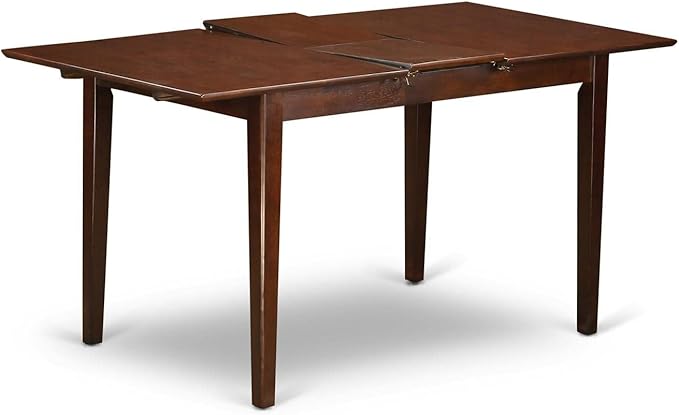East West Furniture PSNO5C-MAH-W 5 Piece Kitchen Table & Chairs Set Includes a Rectangle Dining Table with Butterfly Leaf and 2 Dining Room Chairs with 2 Benches, 32x60 Inch, Mahogany