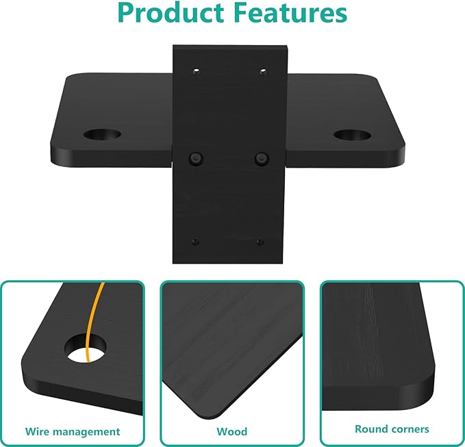 WALI Projector Wall Mount Shelf, Up to 22 lbs, Wooden Floating TV Stand DVD Stand Projector Stand Cable Box Stand Router Stand Game Stand Media Stand Living Room Stand Wall Mount (CS201NB), 1 Shelf