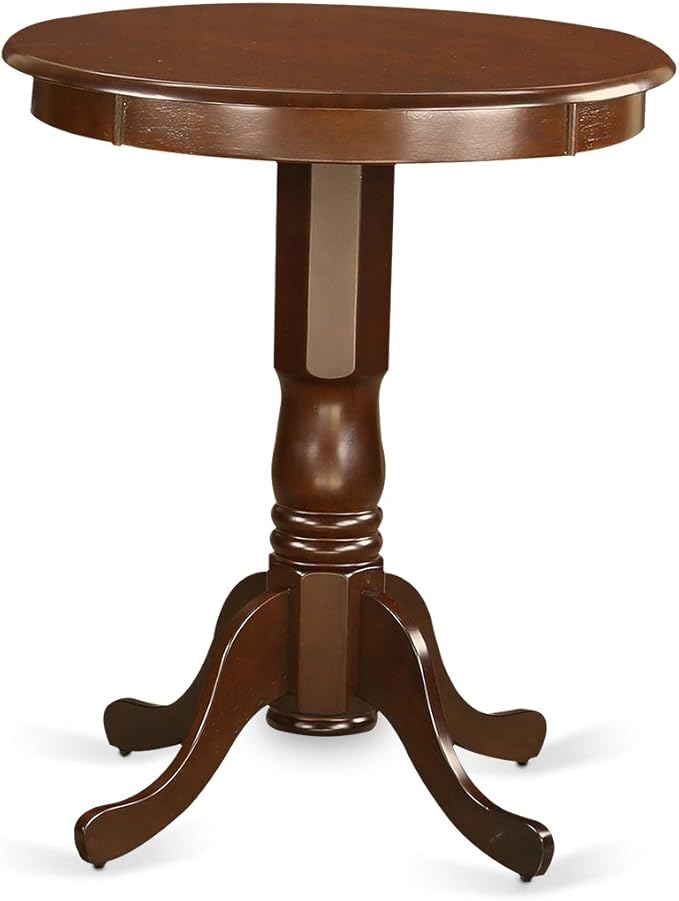 East West Furniture EDVN3-MAH-W 3 Piece Kitchen Counter Height Dining Table Set Contains a Round Wooden Table with Pedestal and 2 Dining Chairs, 30x30 Inch, Mahogany