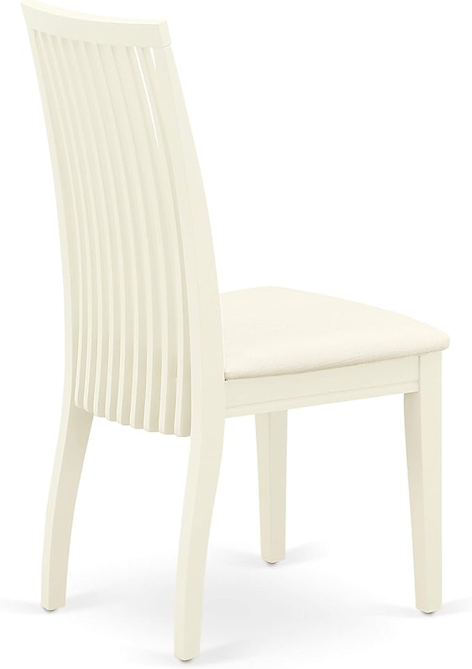 East West Furniture ANIP5-LWH-C 5 Piece Kitchen Table & Chairs Set Includes a Round Dining Room Table with Pedestal and 4 Linen Fabric Upholstered Chairs, 36x36 Inch, Linen White