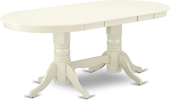 East West Furniture VAVA5-LWH-C 5 Piece Dinette Set for 4 Includes an Oval Dining Table with Butterfly Leaf and 4 Linen Fabric Dining Room Chairs, 40x76 Inch, Linen White