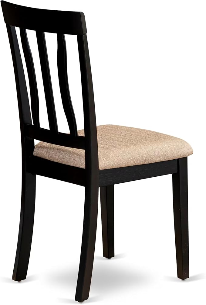 East West Furniture HLAN5-BCH-C 5 Piece Kitchen Table Set for 4 Includes a Round Dining Room Table with Pedestal and 4 Linen Fabric Upholstered Dining Chairs, 42x42 Inch, Black & Cherry