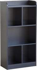 Book Shelf with Back Panel Stability 5 Cube Bookcase Multifunctional Cube Storage Organizer Shelf for Bedroom Living Room Office Closet School in Black with 23.62''W