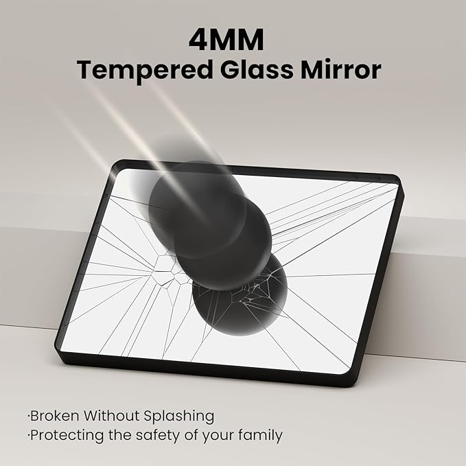 Brushed Nickel Bathroom Mirror 28x36 Inch, Brushed Silver Metal Frame Mirror Wall Mounted, Rounded Rectangle Bathroom Vanity Mirror, Tempered Glass, Anti-Rust, Horizontal/Vertical