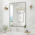 Koonmi Black Rectangle Wall Mirror, 24x32 Inch Bathroom Mirror, Aluminum Frame Vanity Mirror for Entryway, Living Room, Bedroom Bathroom, Hangs Horizontally or Vertically