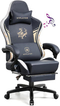GTPLAYER Gaming Chair with Bluetooth Speakers and Footrest, Dragon Series Video Game Chair, Heavy Duty, Ergonomic, Esports Computer Office Chair,(BLUEGRAY)