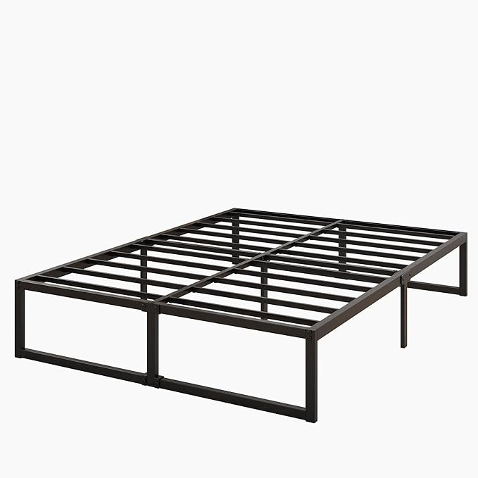 16 Inch King Size Bed Frame Sturdy Mattress Foundation, Heavy Duty Metal Platform with Steel Slats Support No Box Spring Needed, Noise Free, Easy Assembly, Black